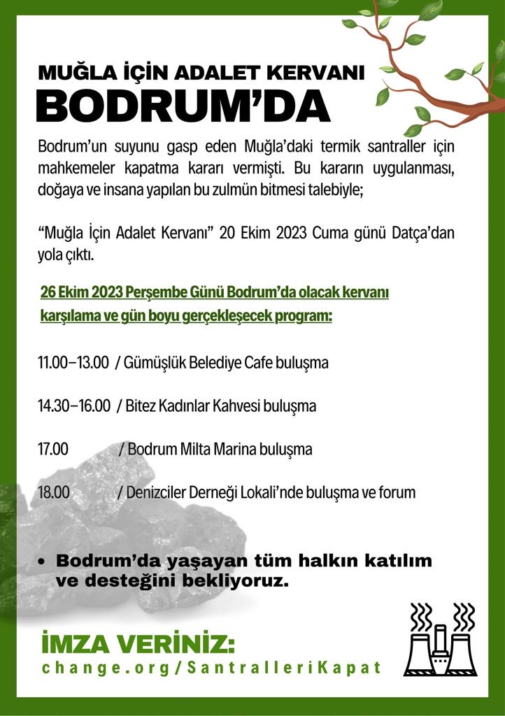 Termik Santrallerin Kapatılması için Adalet Kervanı 26 Ekim’de Bodrum’da 