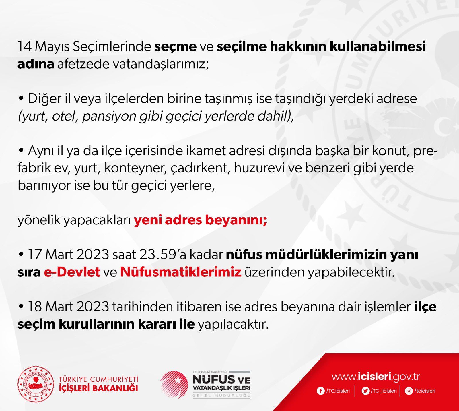 Depremzedelerin oy kullanabilmeleri için 'yeni adres beyanı' açıklaması!