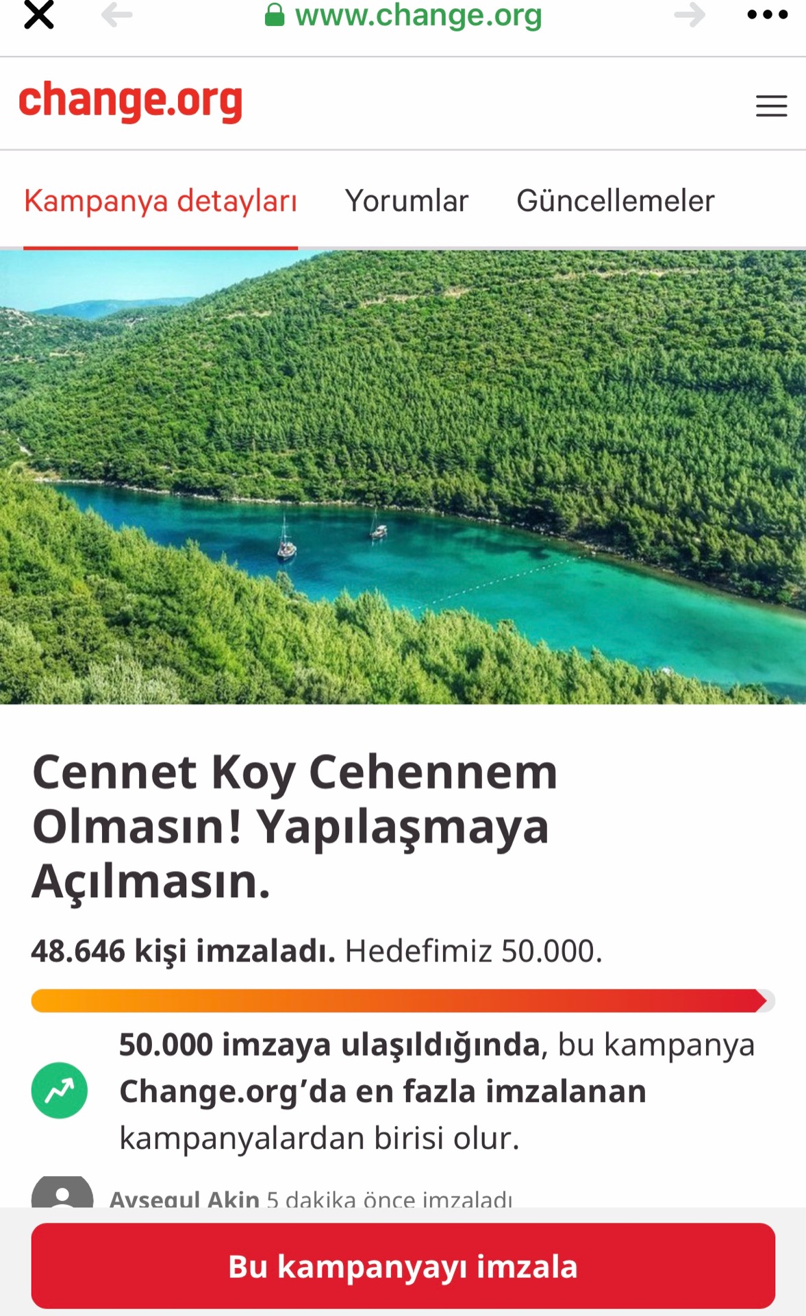 Cennet Koy cehennem olmasın! Change.org’da imza kampanyası başlatıldı…
