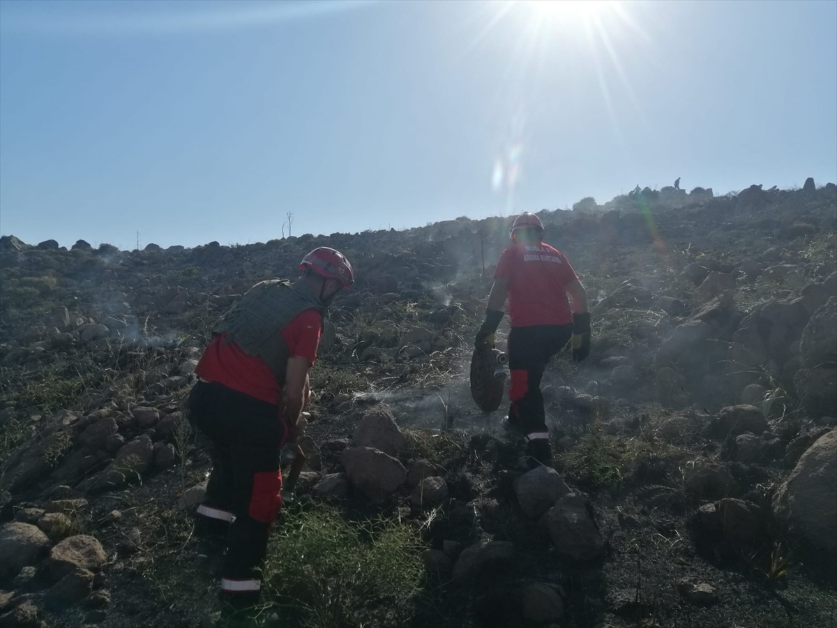BODRUM'DA MAKİLİK VE OTLUK ALANDA ÇIKAN YANGIN SÖNDÜRÜLDÜ