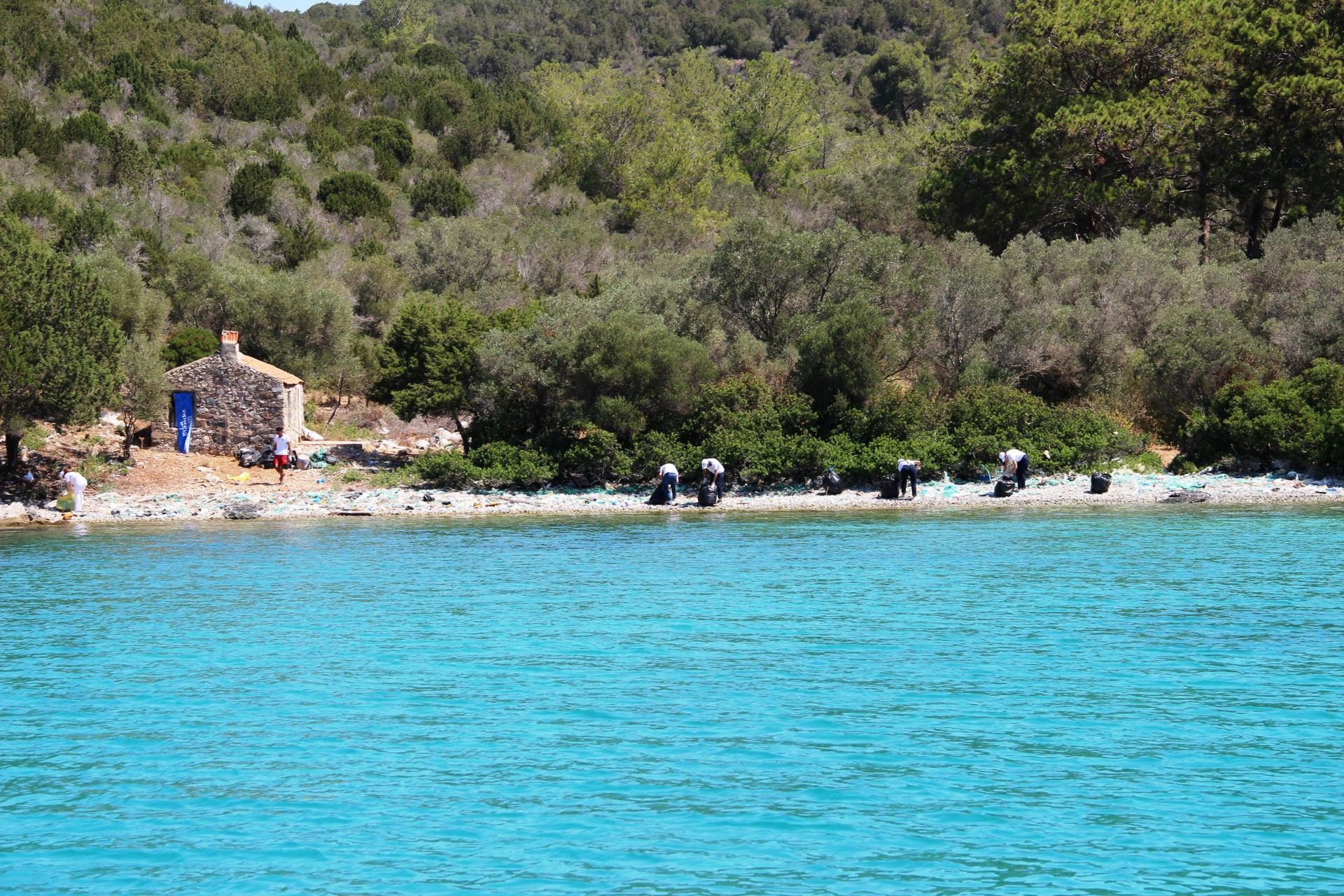 Muğla İl Tarım ve Orman ekipleri, Bodrum kıyılarından ve denizden binlerce ton çöp çıkardı