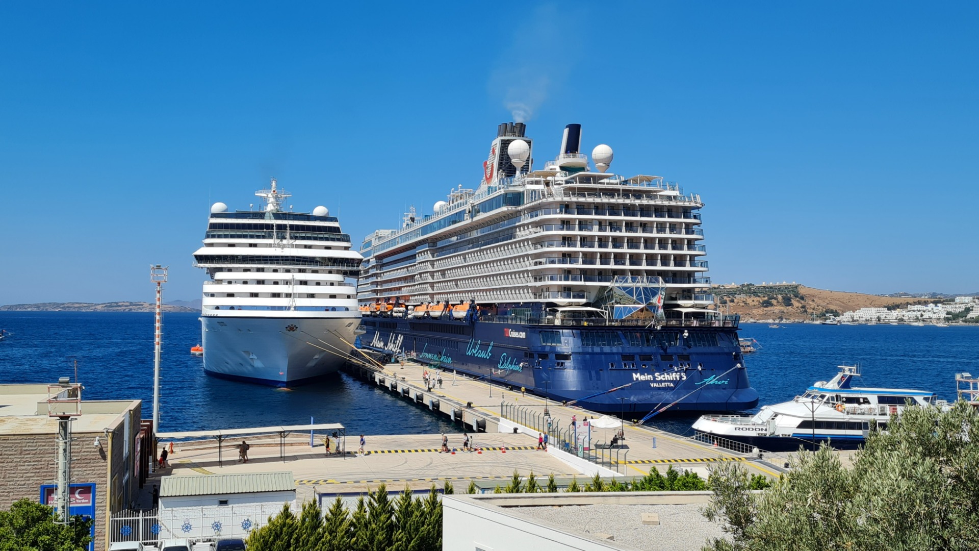 Bodrum’a 2 dev gemi birden geldi, 2 bin 804 turist getirdi