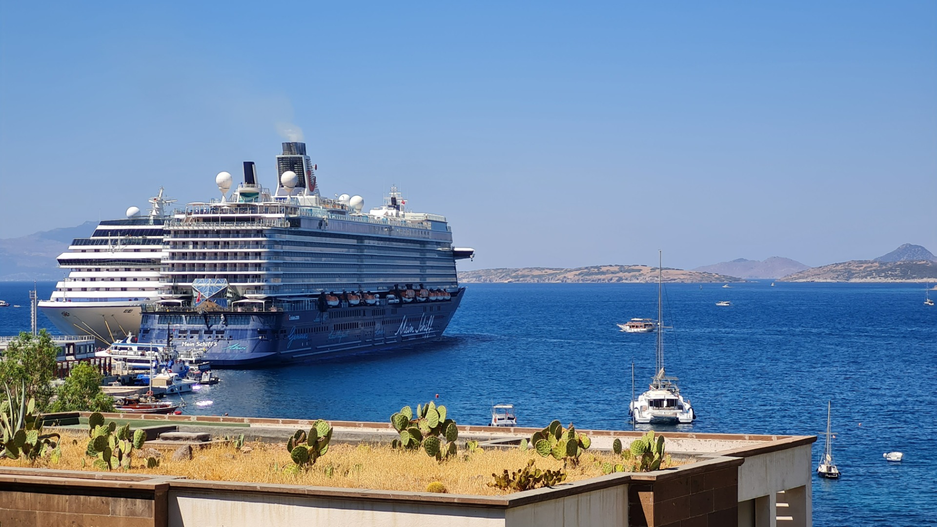 Bodrum’a 2 dev gemi birden geldi, 2 bin 804 turist getirdi