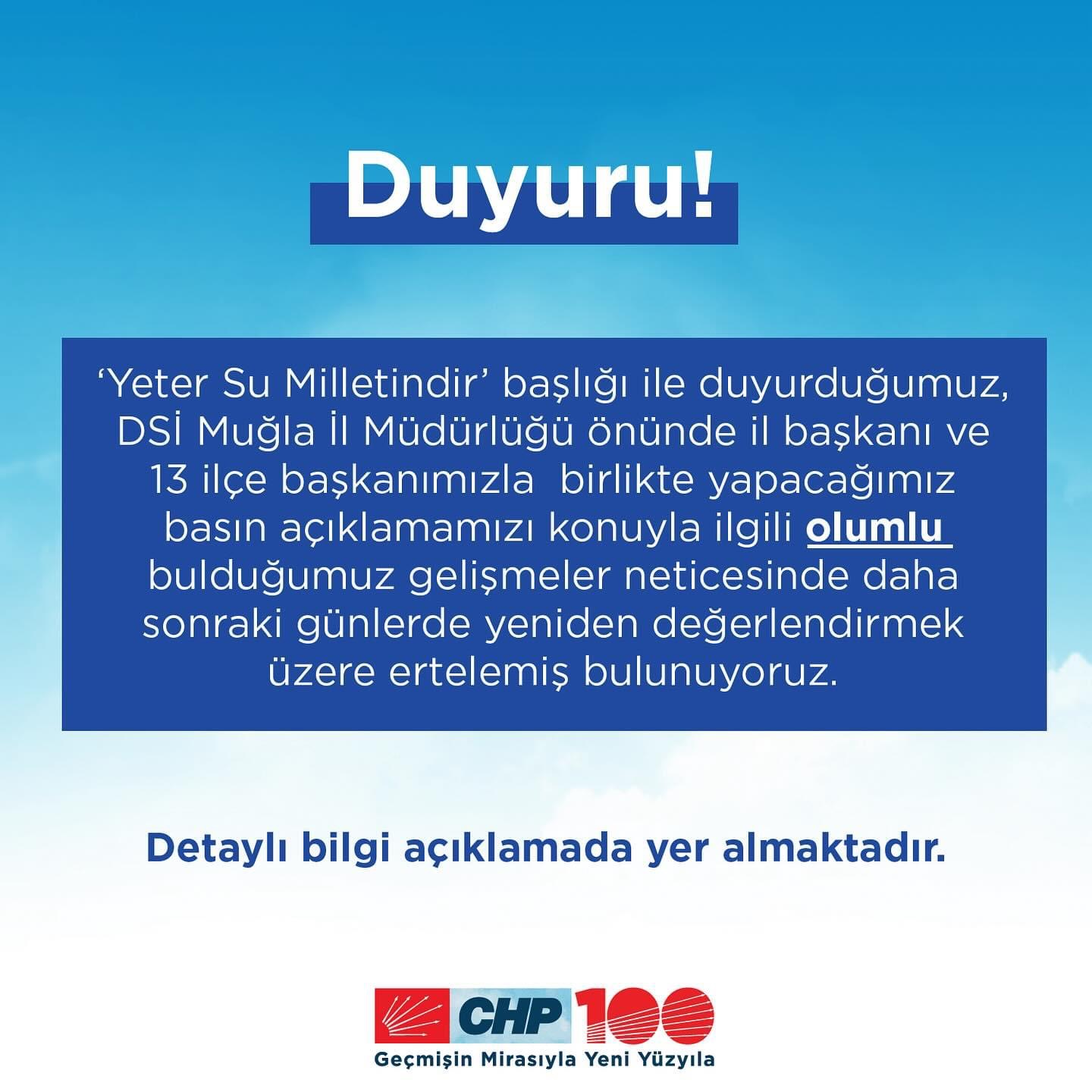 ‘Yeter Su Milletindir‘ başlıklı basın açıklaması ertelendi