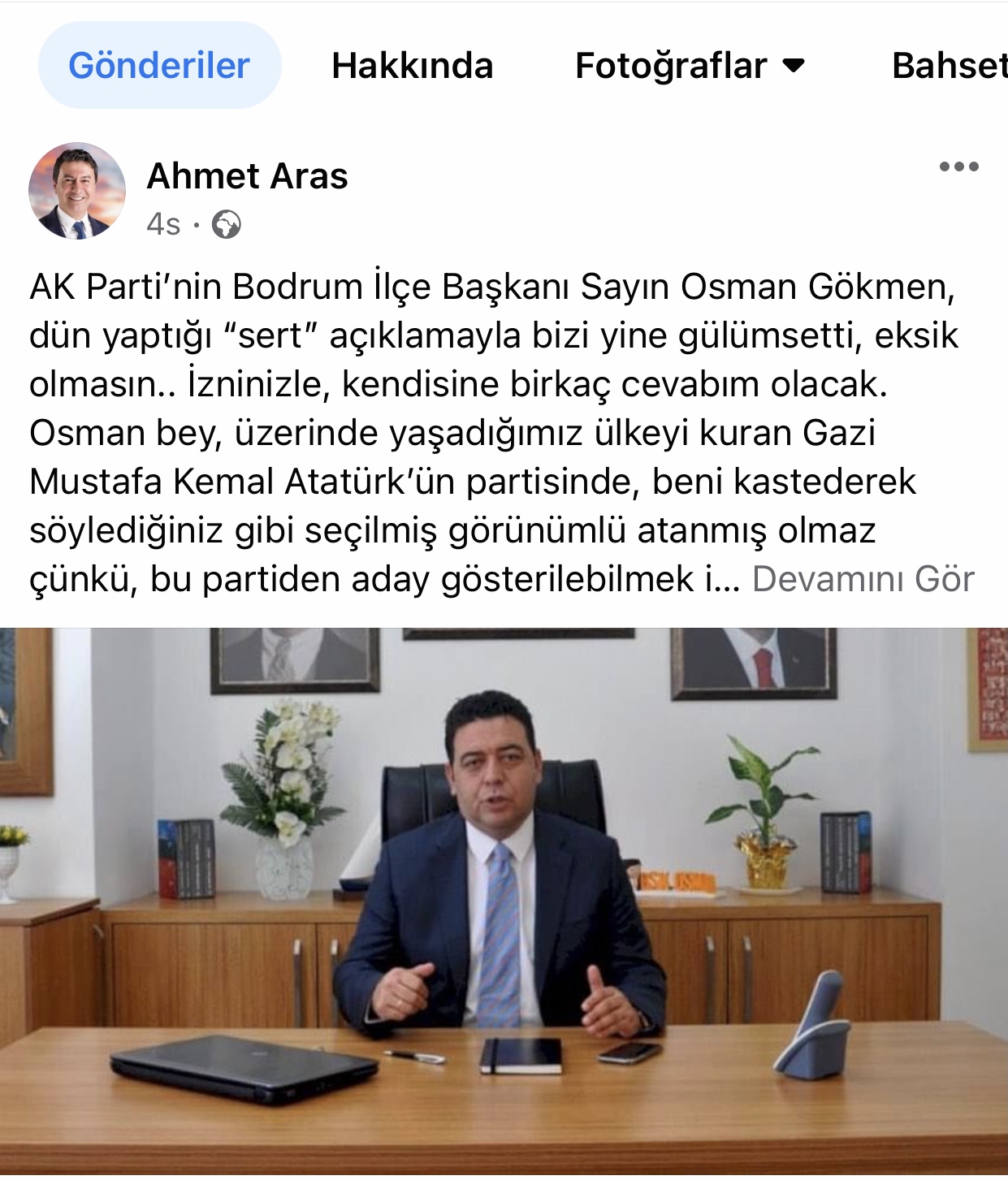 AK PARTİLİ İLÇE BAŞKANI GÖKMEN’İN SERT ELEŞTİRİLERİNE CHP’Lİ BELEDİYE BAŞKANI ARAS’TAN CEVAP 