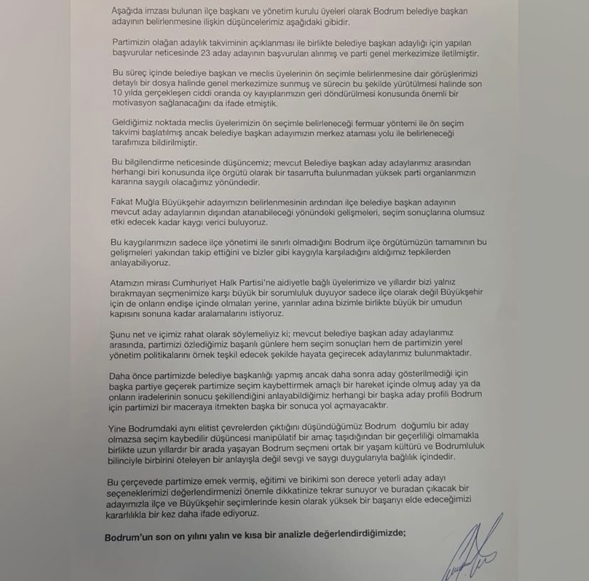  Genel Merkeze Dilekçe Sundular: ‘Bodrum adayı, aday adayları arasından seçilmeli!’