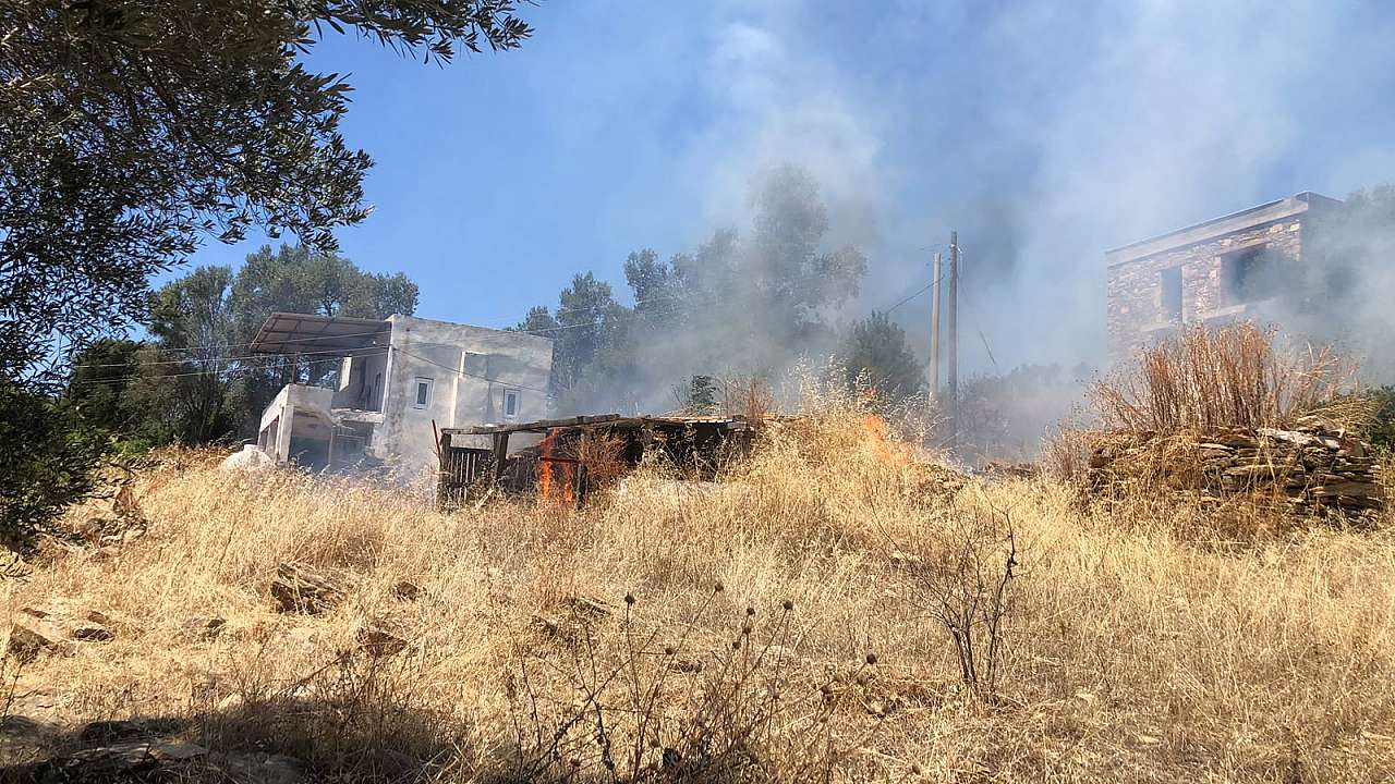 Yalıçiftlik’te Yangın Paniği! Alevler Ormanlık Alana Yaklaştı
