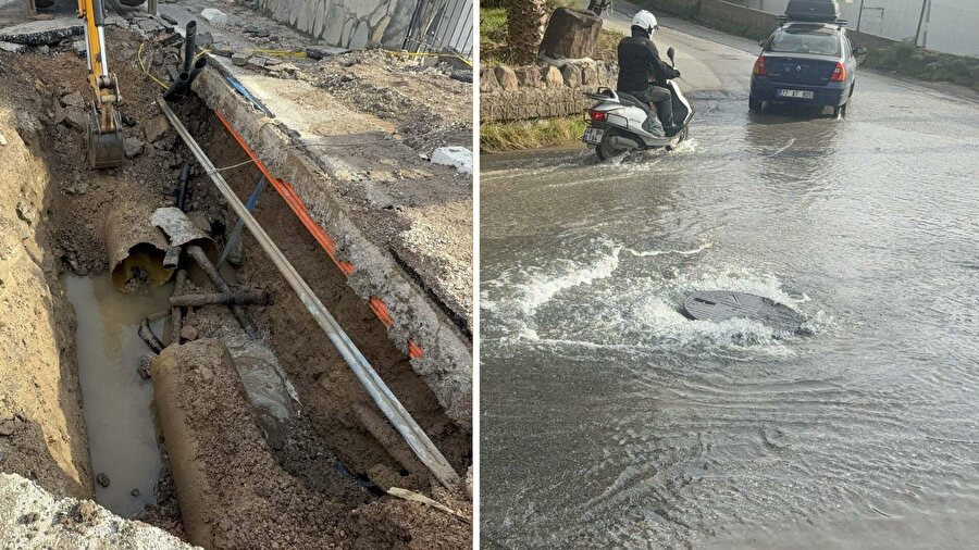 Bodrum'da ana su hattı yine patladı, evlerini çamur basan vatandaş isyan etti