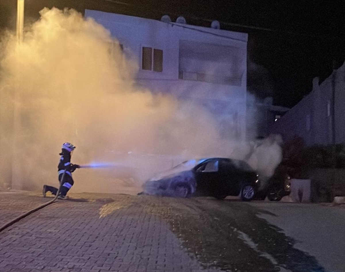 Bodrum'da otomobilde çıkan yangın hasara yol açtı 