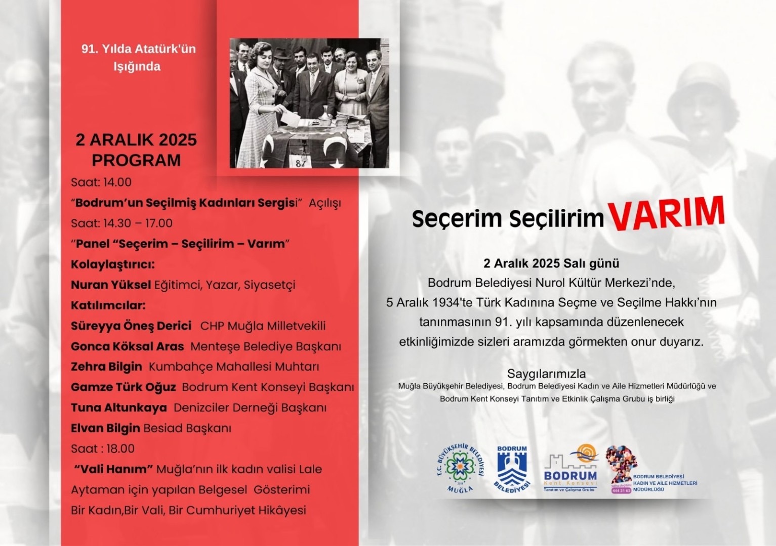 Türk Kadınına Seçme ve Seçilme Hakkı’nın Tanınmasının 91. Yılına Özel Program